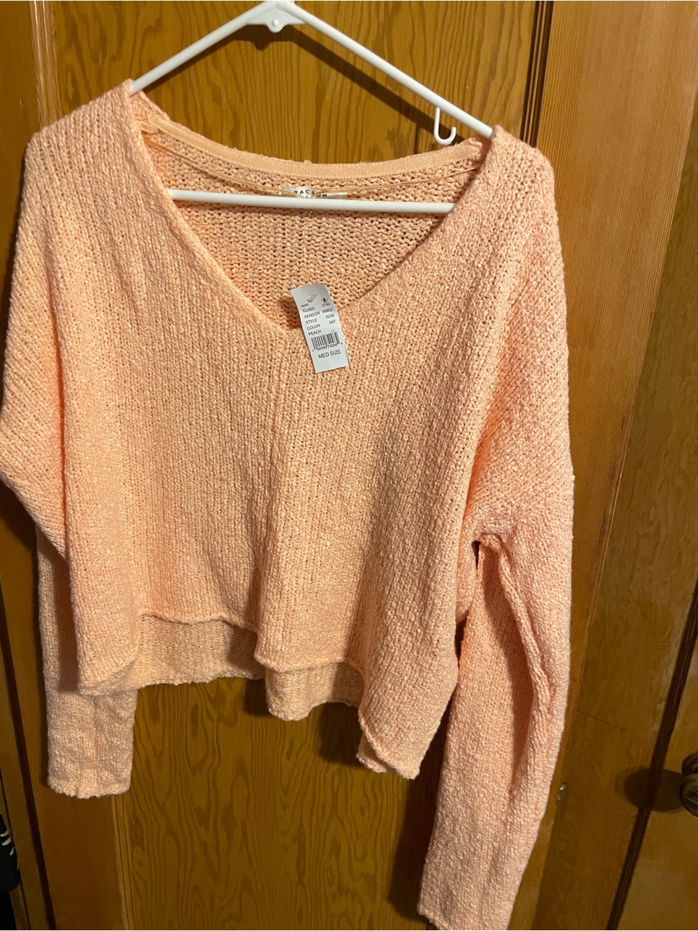 Pac Sun Peach V-Neck Cozy Knit Sweater - Women